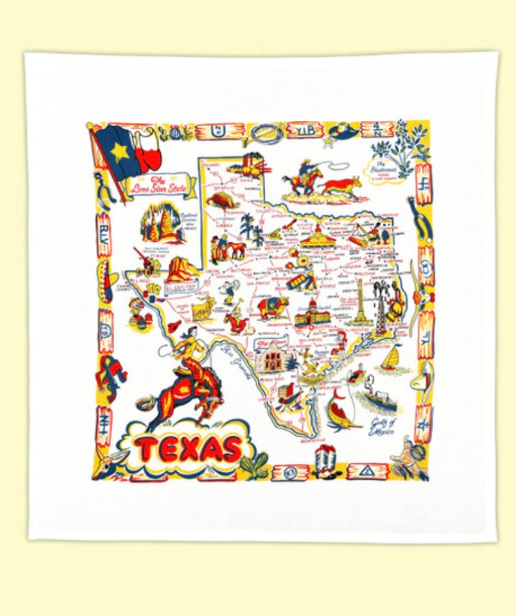 Texas Map Tea Towel