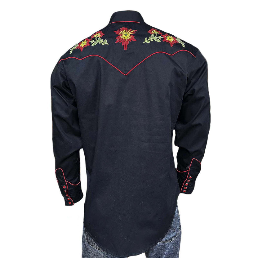 6811 Men's Vintage Floral Chenille Embroidered Western Shirt