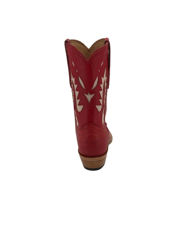 Fenoglio Women's Red Smooth Ostrich Short Boots