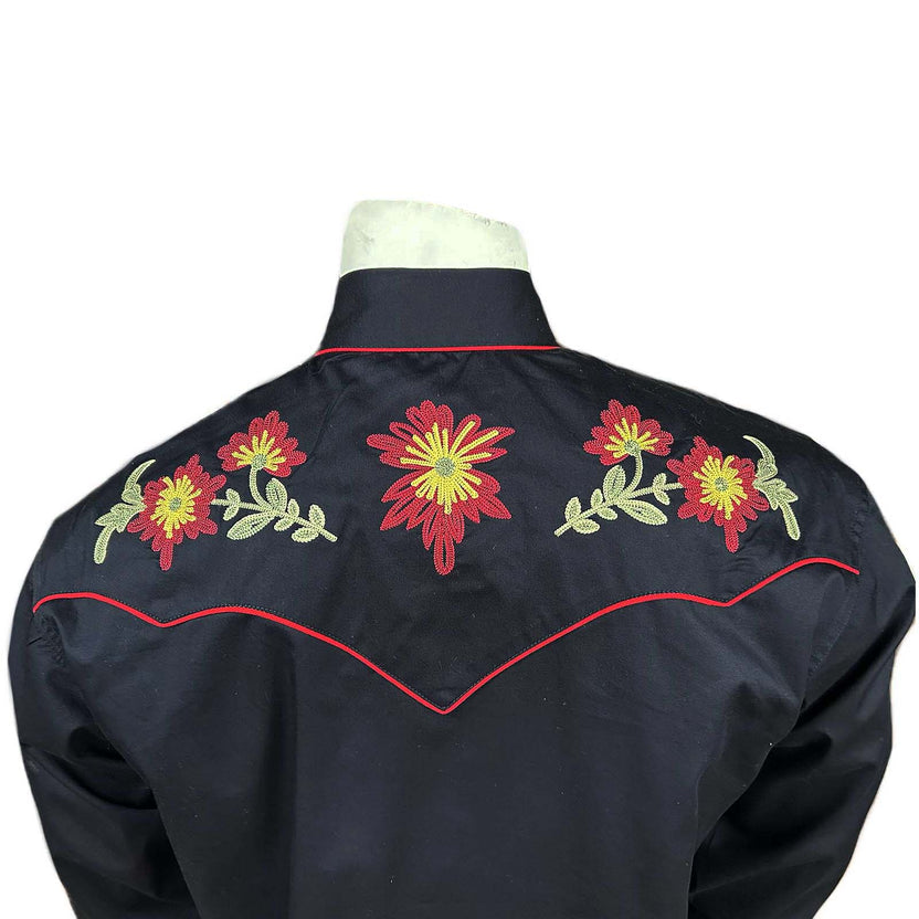 6811 Men's Vintage Floral Chenille Embroidered Western Shirt
