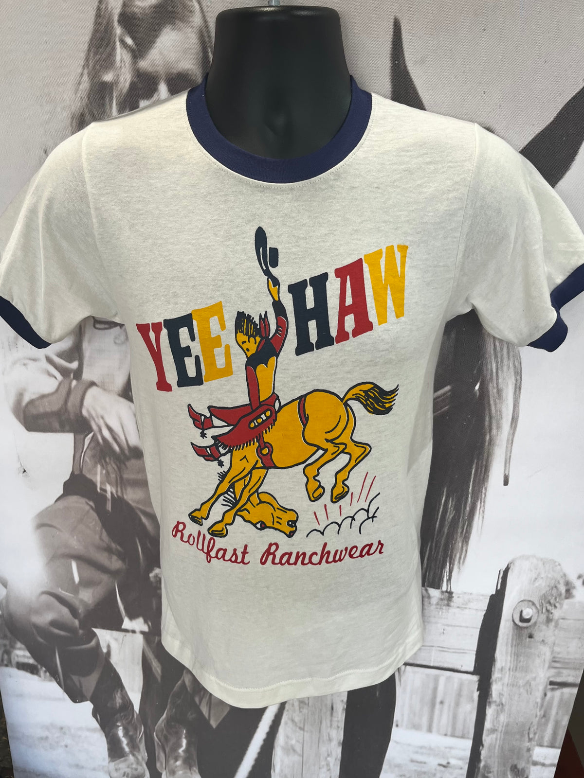Yeehaw Blue Ringer T-shirt