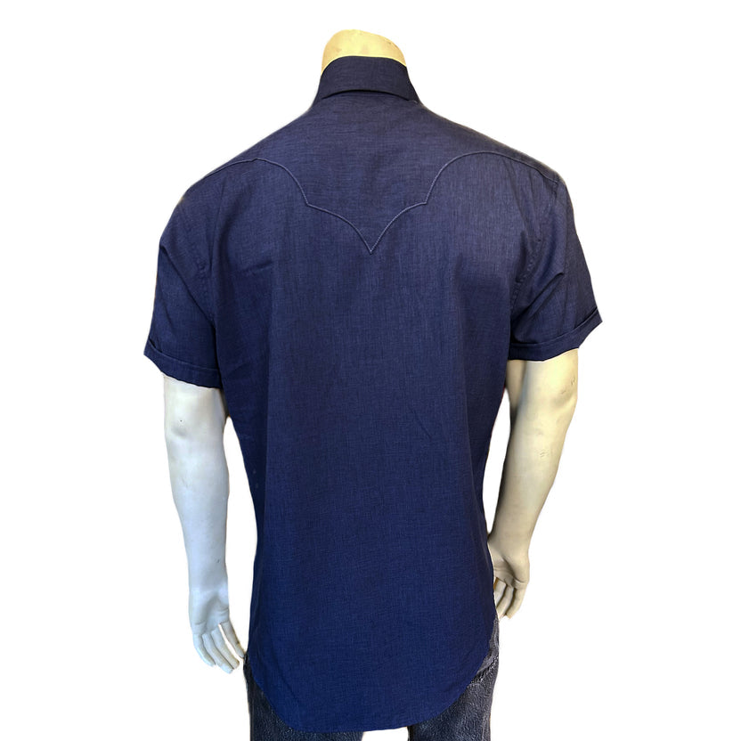 1641 Men's Short Sleeve Navy Western Shirt with UV Protection