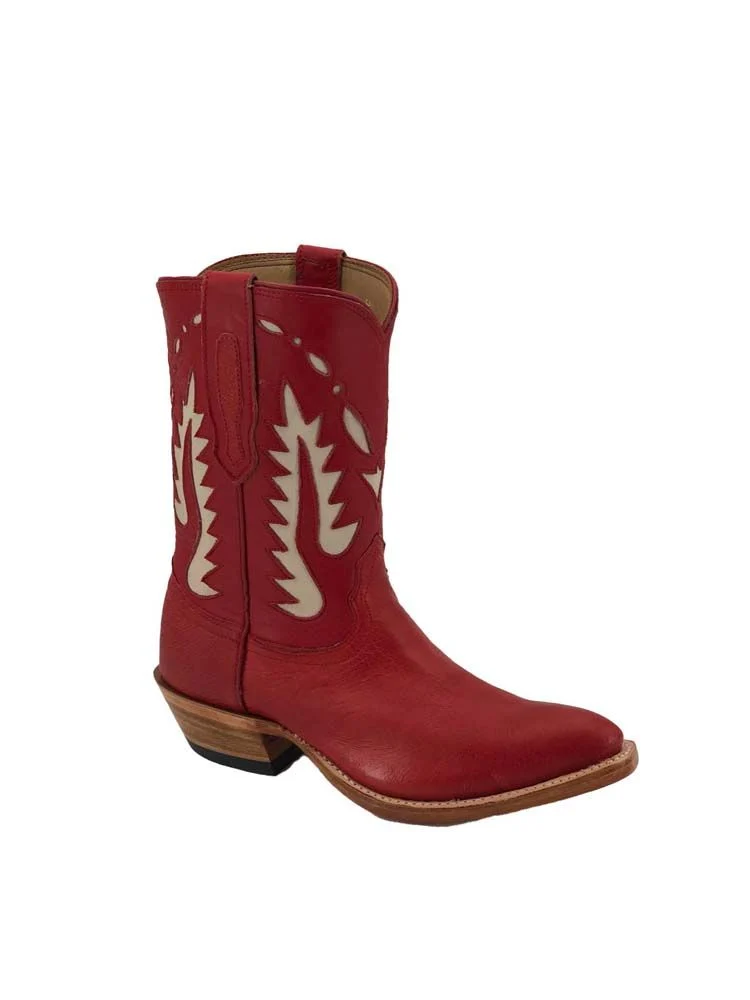 Fenoglio Women's Red Smooth Ostrich Short Boots