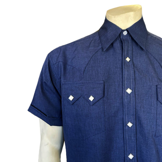 1641 Men's Short Sleeve Navy Western Shirt with UV Protection