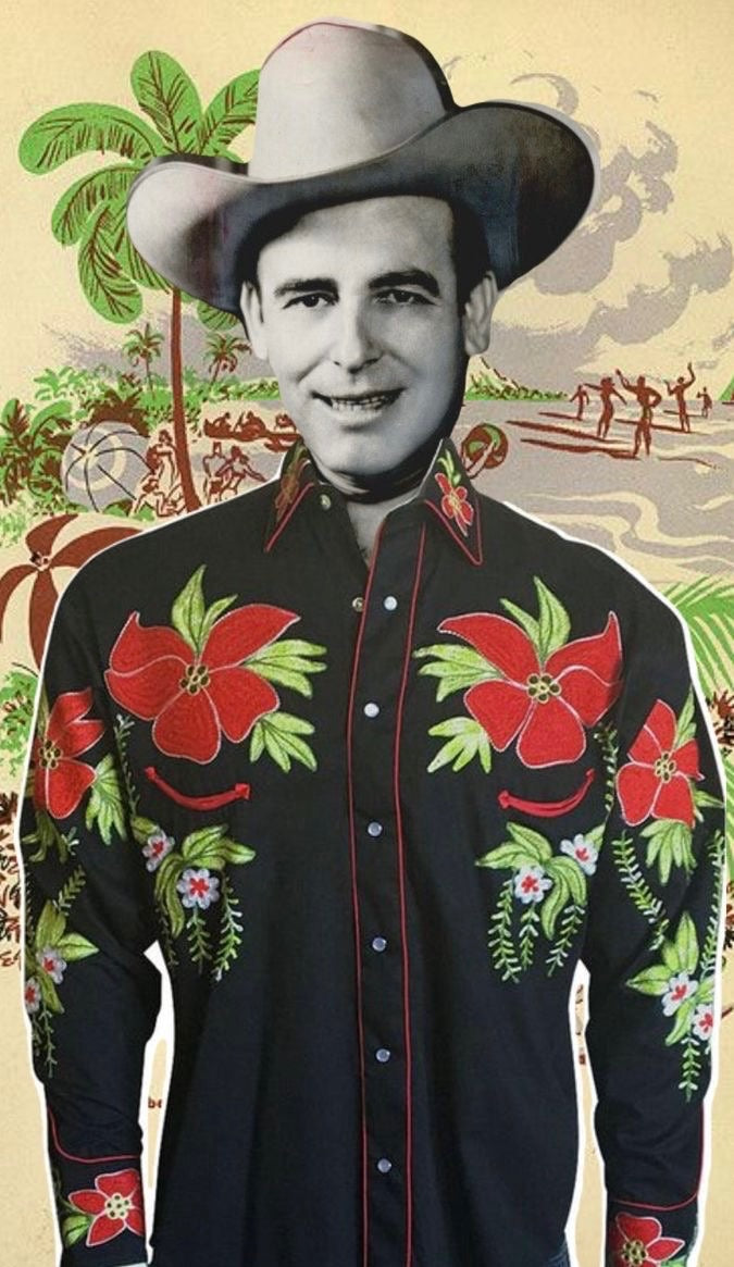 6706 Men's Embroidered Hawaiian Western Shirt
