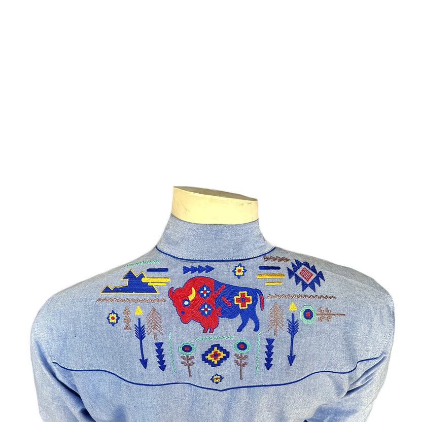 6868 Men’s American Bison Chambray Embroidered Western Shirt