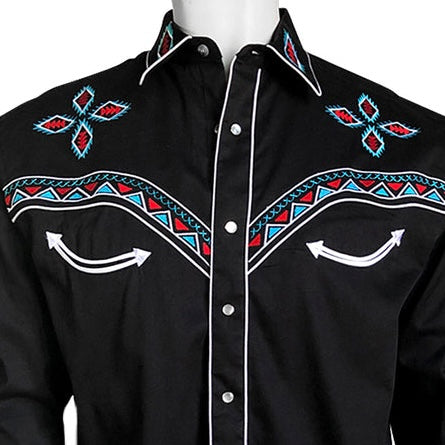 6860 Men's Native Embroidered Western Shirt Rollfast Ranchwear 6860 Men's Native Embroidered Western Shirt Rollfast Ranchwear