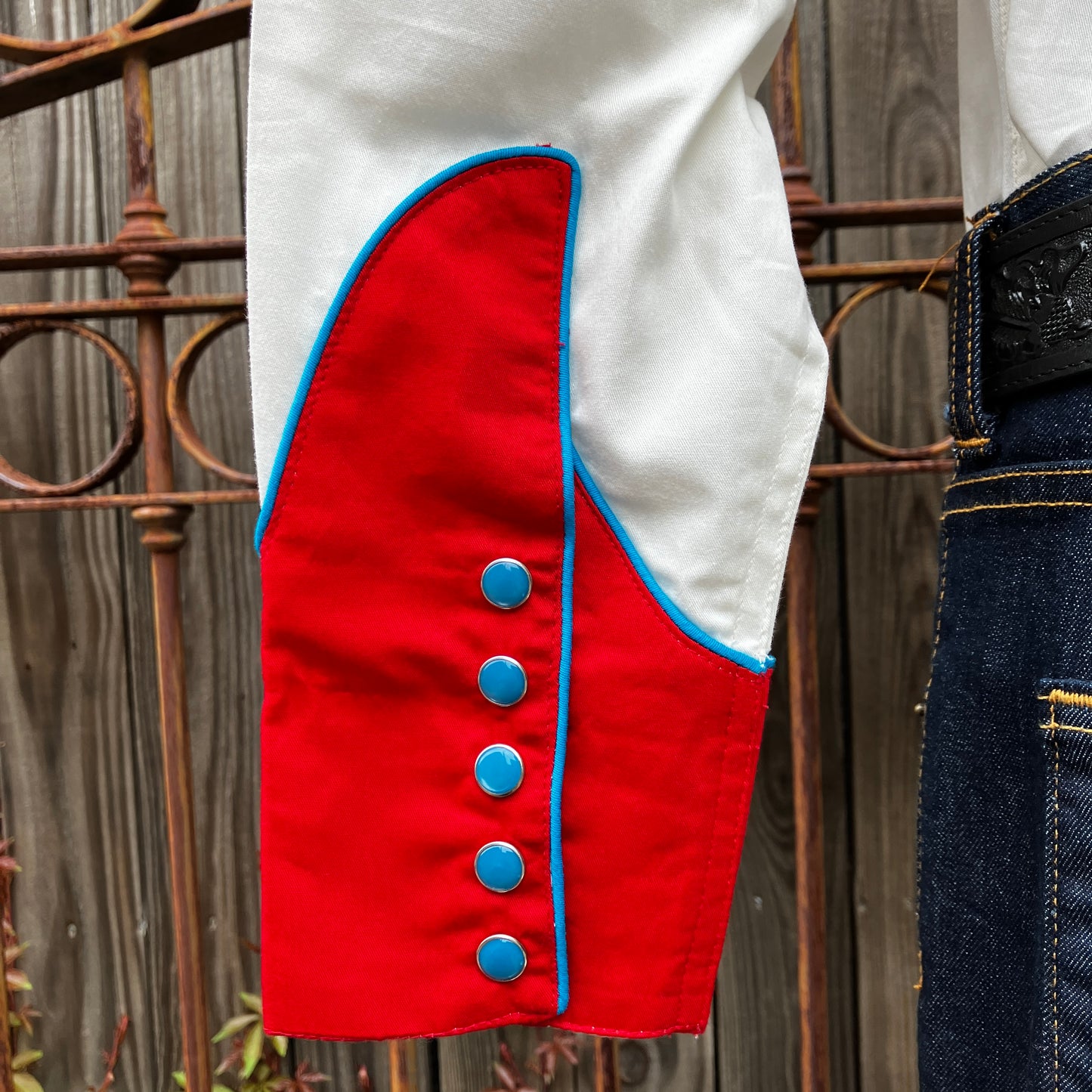6707 Men's Red Western Space Scene Chain Stitched Shirt