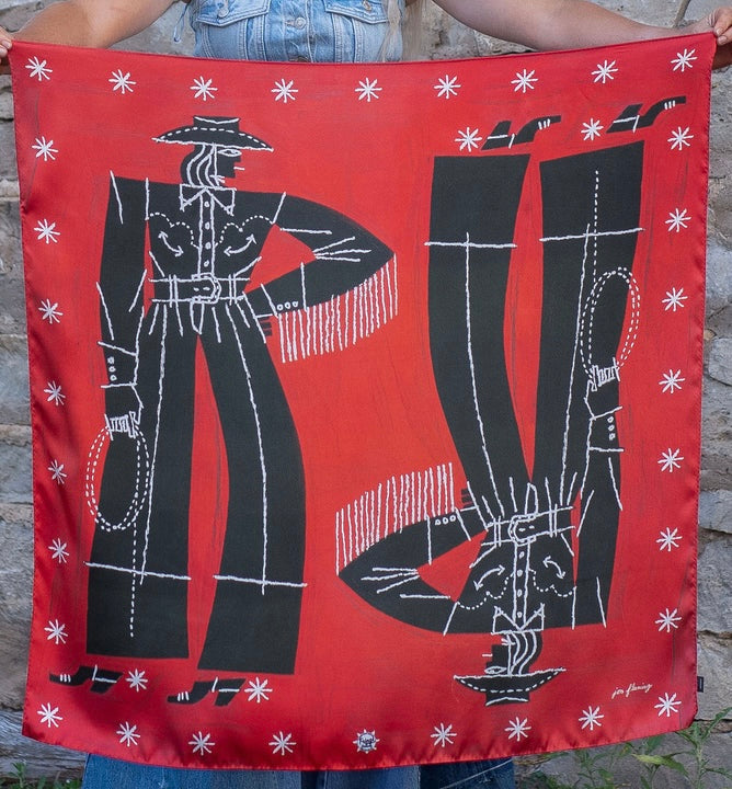 Jon Flaming "Two Cowgirls" Silk Scarf
