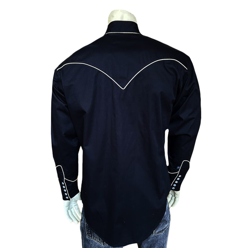 6799 Men's Signature Solid Black Western Shirt with Smile Pockets