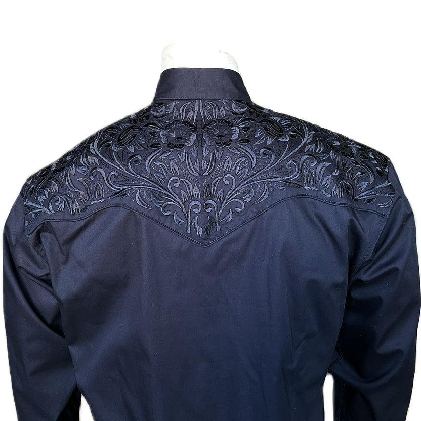 6859 Men's Vintage Tooling Embroidered Black-on-Black Western Shirt