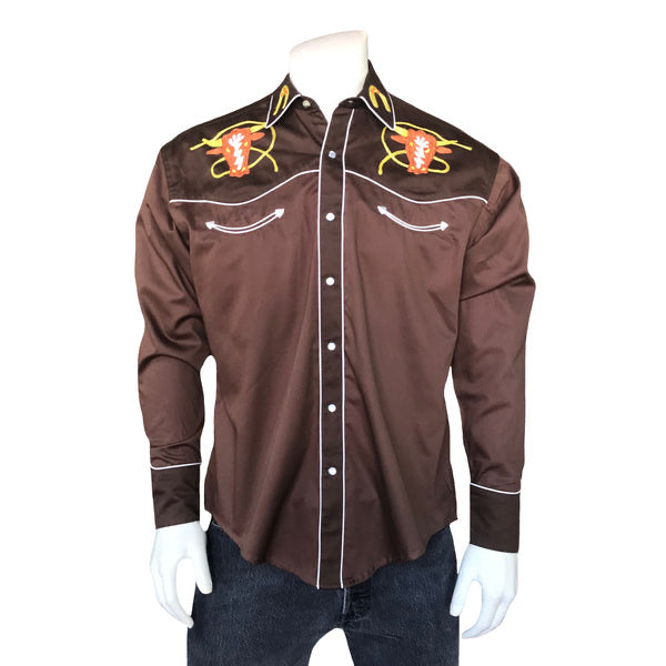 6788 Men's Longhorn Embroidered Shirt