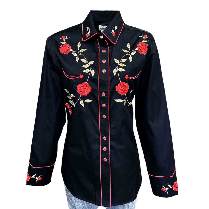 7844 Women's Rose Embroidered Western Shirt
