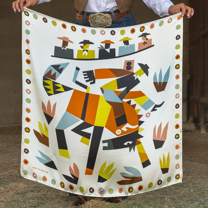 Jon Flaming "Bronc Rider" Silk Scarf