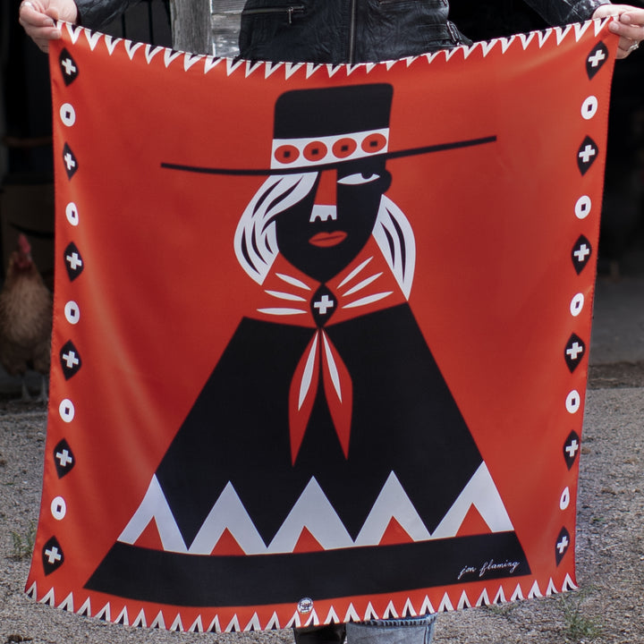 Jon Flaming "Girl With The Wide Brimmed Hat" Silk Scarf