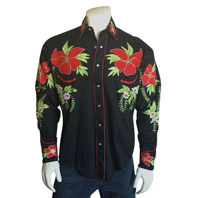 6706 Men's Embroidered Hawaiian Western Shirt