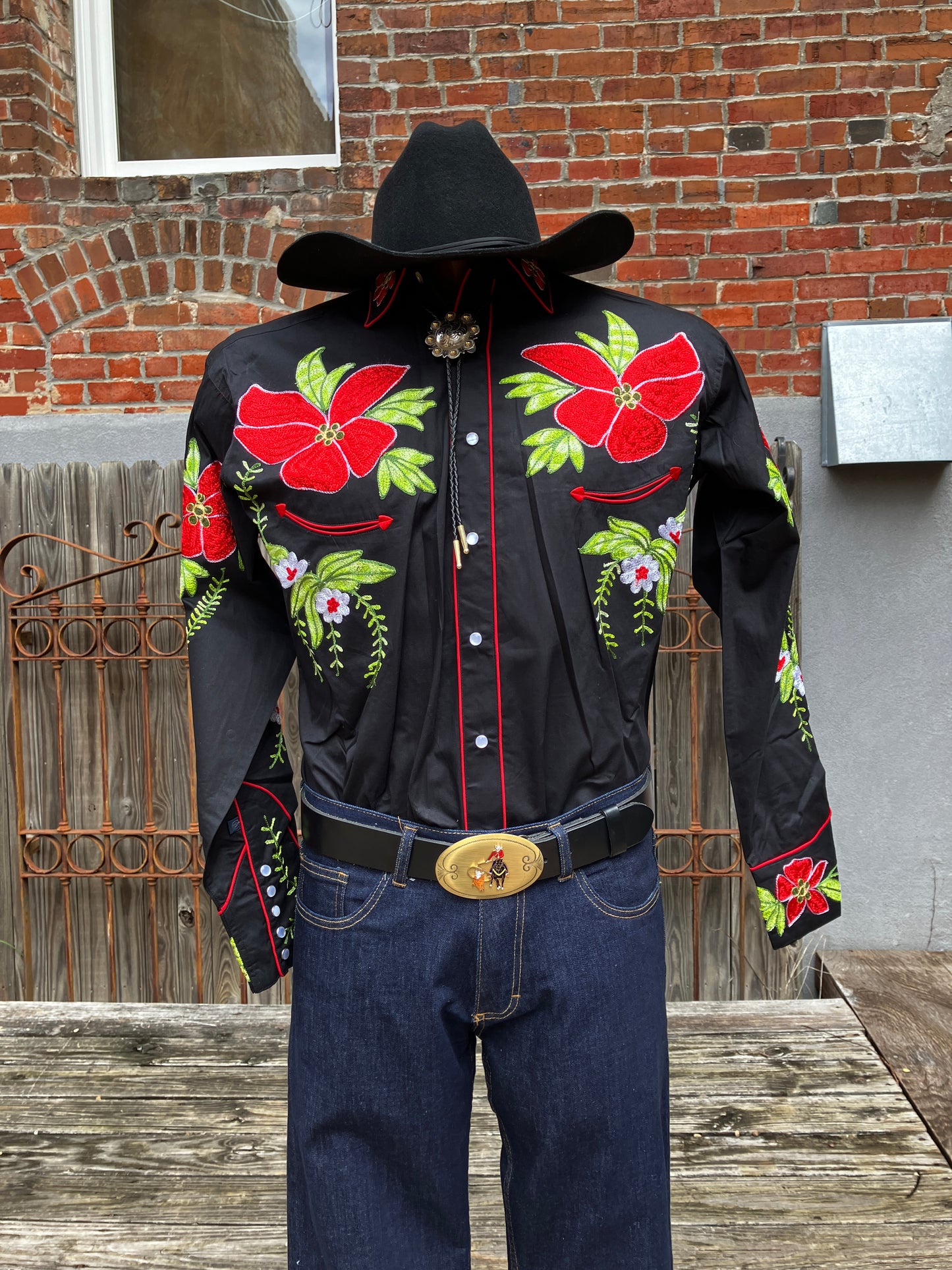 6706 Men's Embroidered Hawaiian Western Shirt