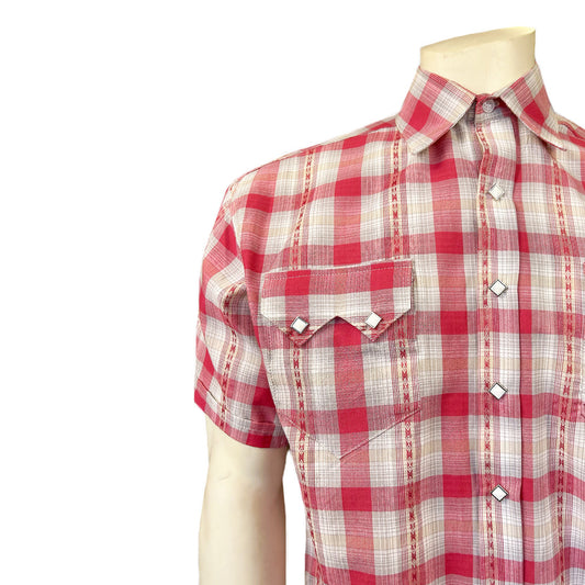 1621 Rockmount Men's Red Plaid Short Sleeve Western Shirt