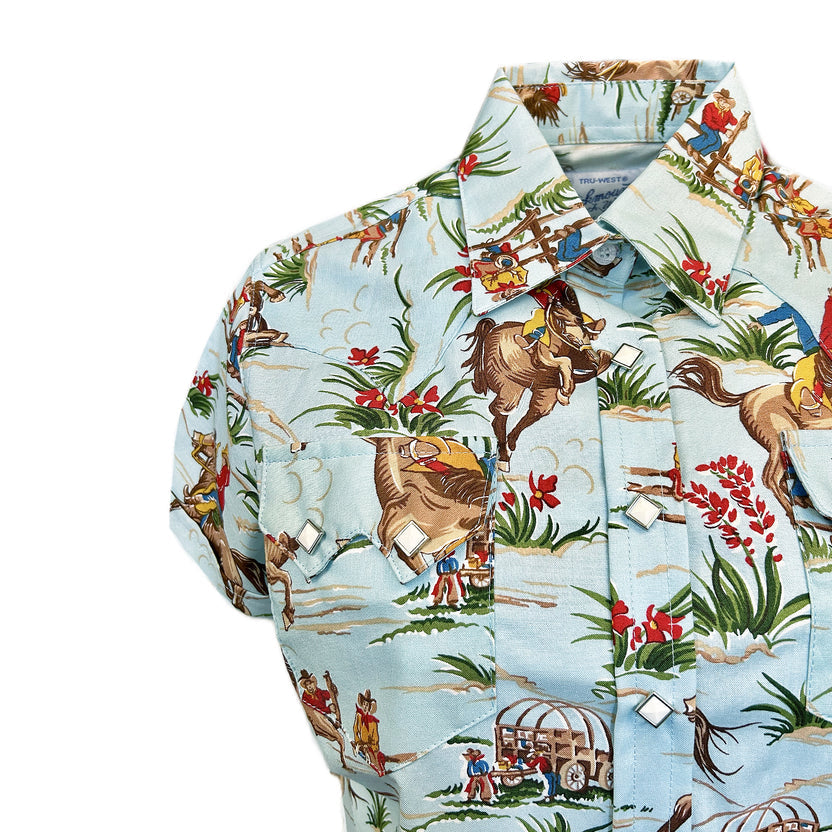 1725 Women’s Vintage Western Print Short Sleeve Shirt