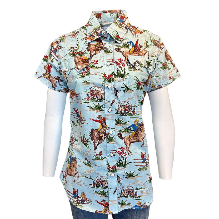 1725 Women’s Vintage Western Print Short Sleeve Shirt