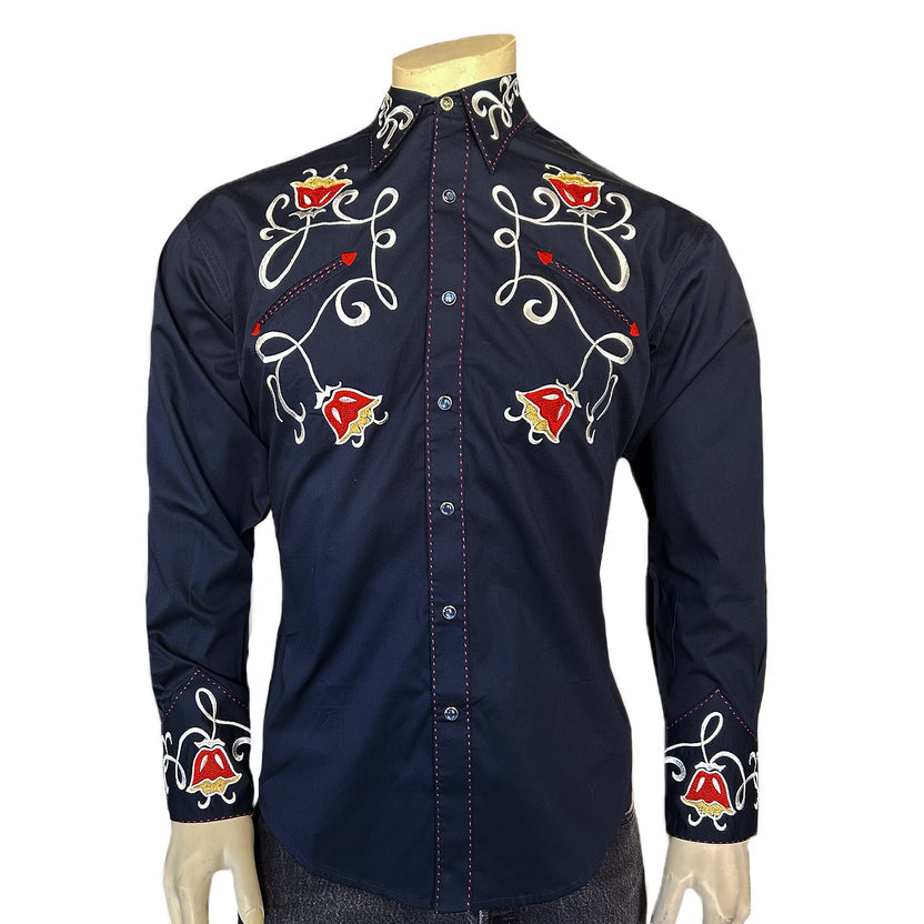6705 Men's Tulip Embroidered Western Shirt