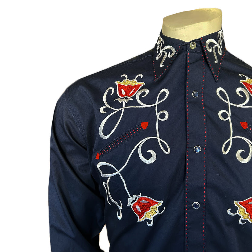 6705 Men's Tulip Embroidered Western Shirt Rollfast Ranchwear 6705 Men's Tulip Embroidered Western Shirt Rollfast Ranchwear