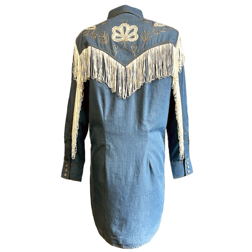 77239 Women's Denim Fringe Dress