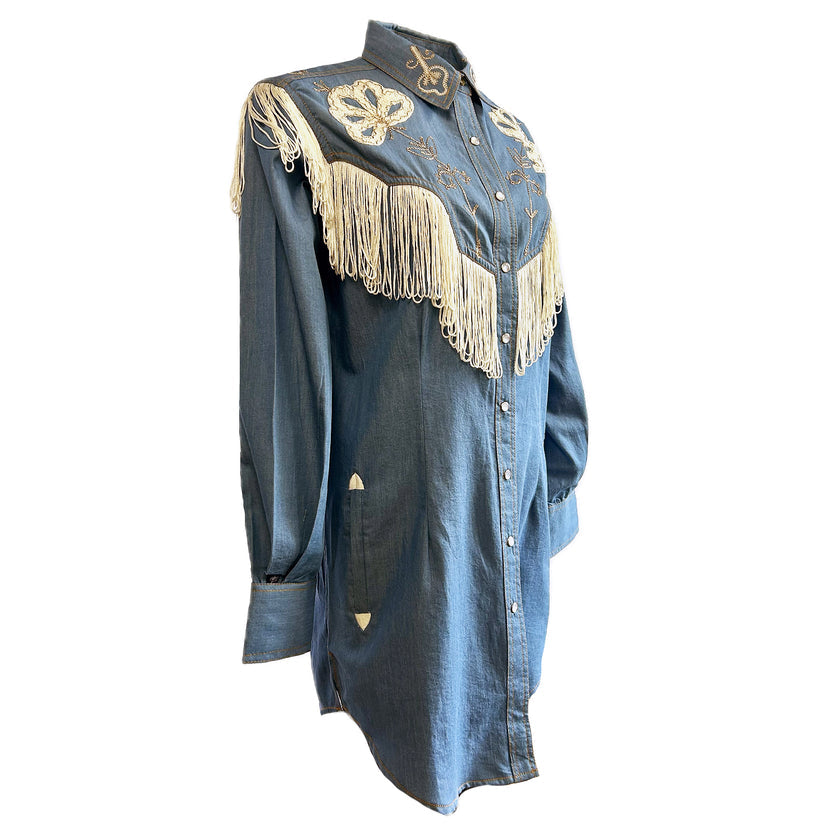 77239 Women's Denim Fringe Dress