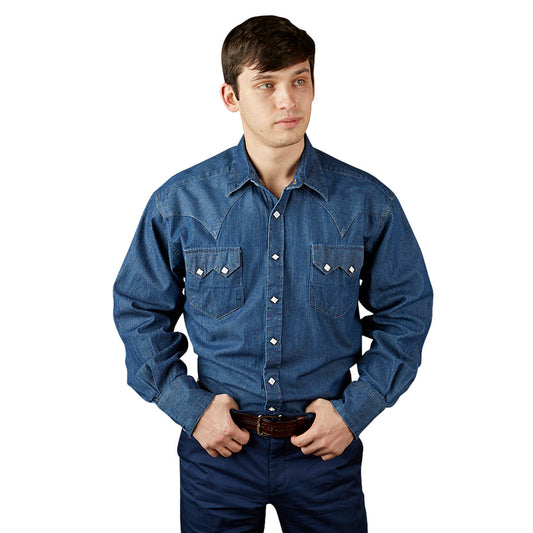 640 Men's Classic Stonewashed Denim Western Shirt