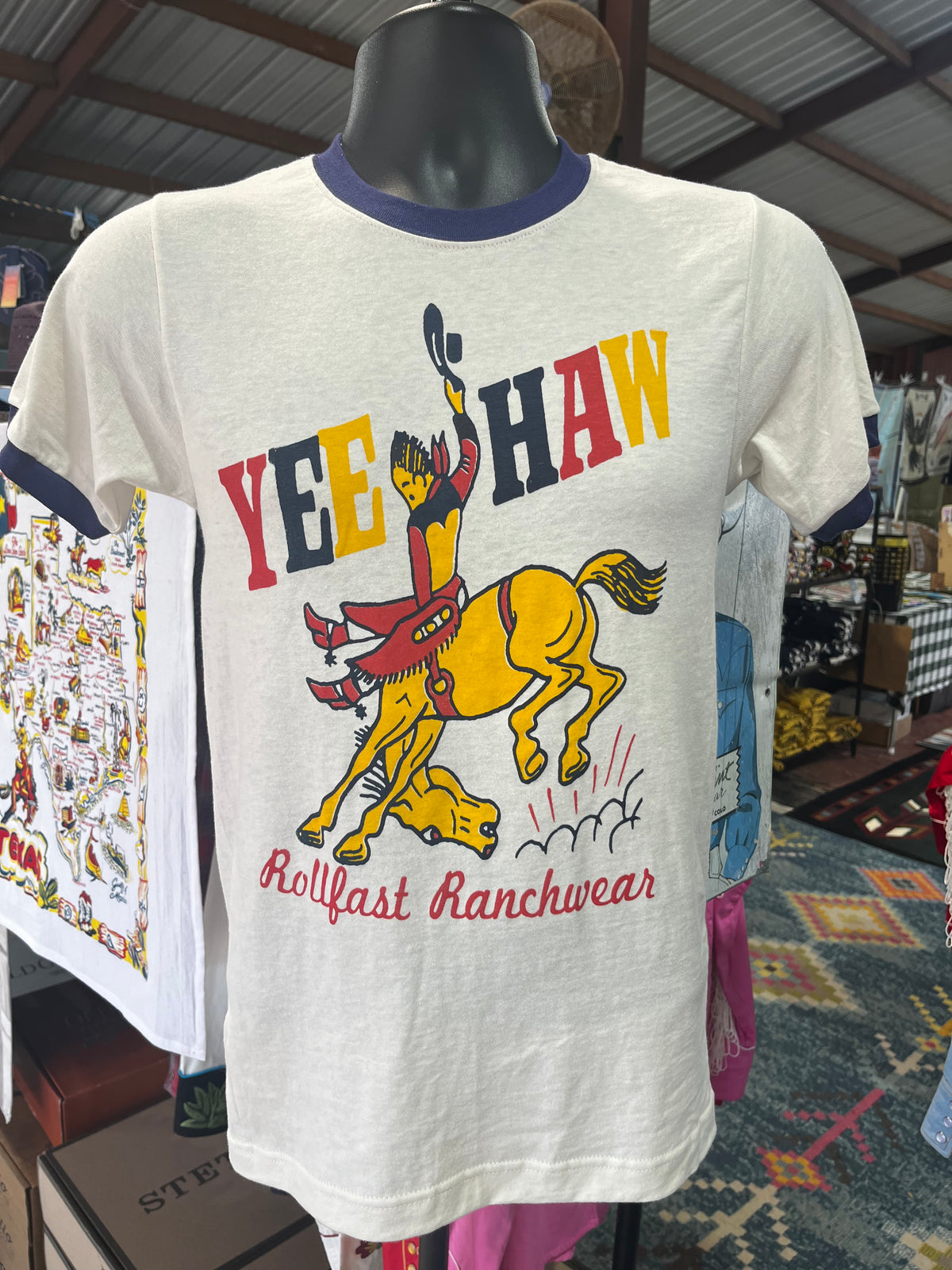 Yeehaw Blue Ringer T-shirt