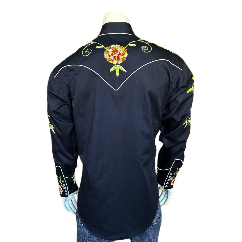 6719 Men's Floral Embroidered Western Shirt