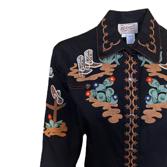 7842 Women's Cactus & Boots Embroidered Western Shirt