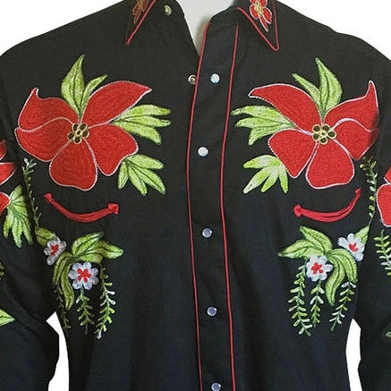 6706 Men's Embroidered Hawaiian Western Shirt