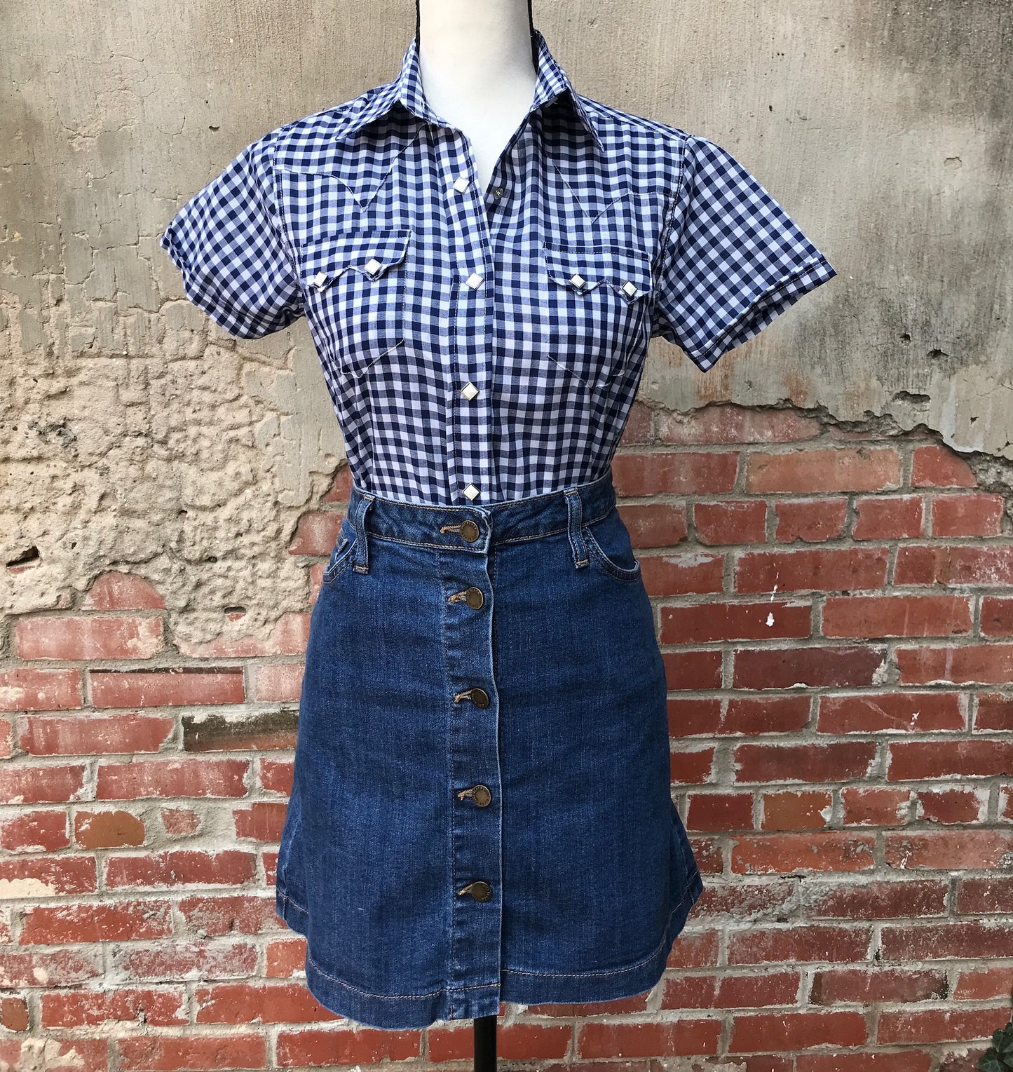 1719 Women's Gingham Short Sleeve Western Shirt