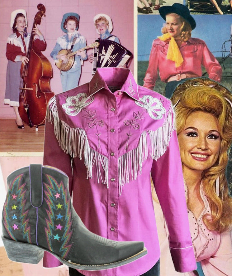 7723 Women's Pink Fringe Embroidered Western Shirt