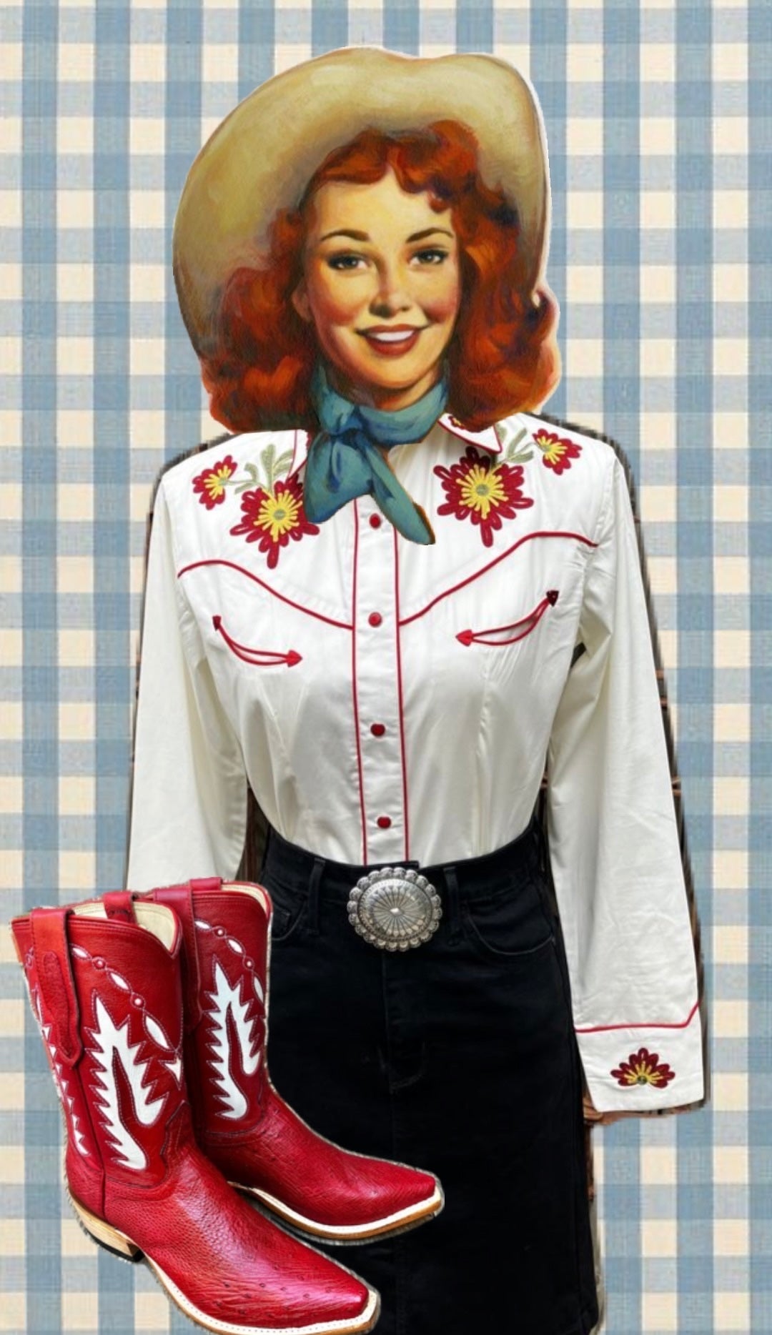 7811 Women's Vintage Floral Embroidered Western Shirt