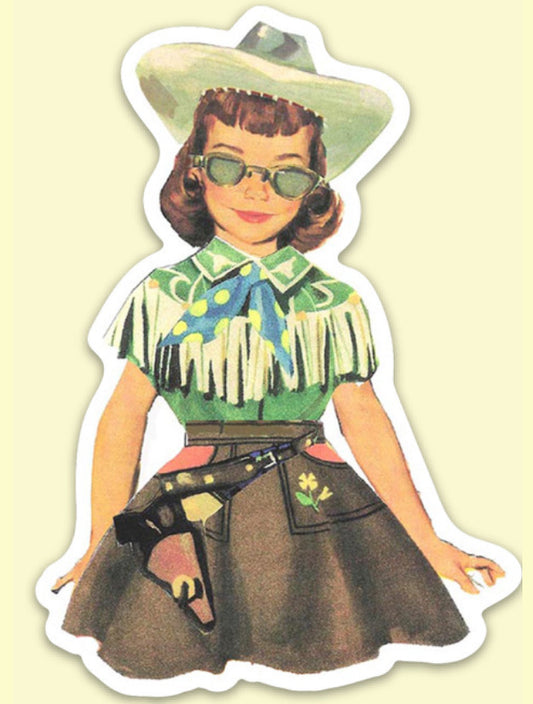 Paper Doll Cowgirl Sticker