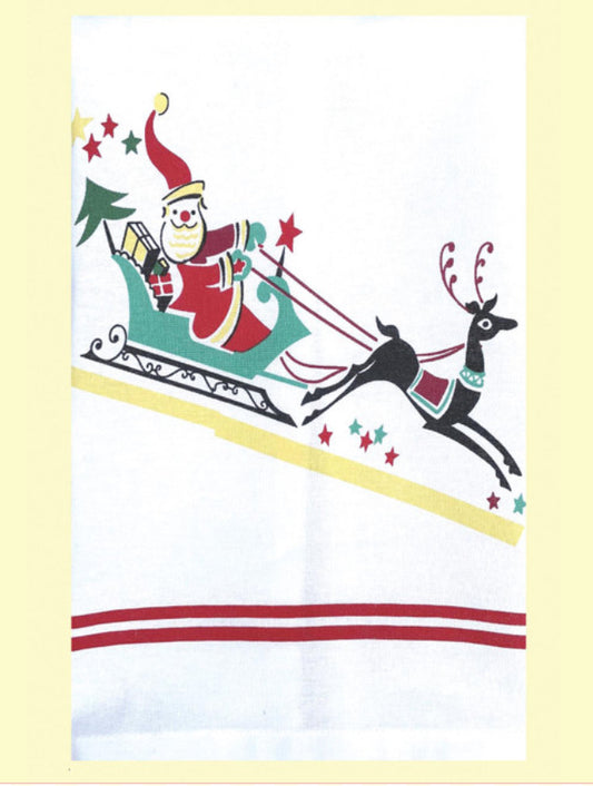Santa's Sleigh Tea Towel