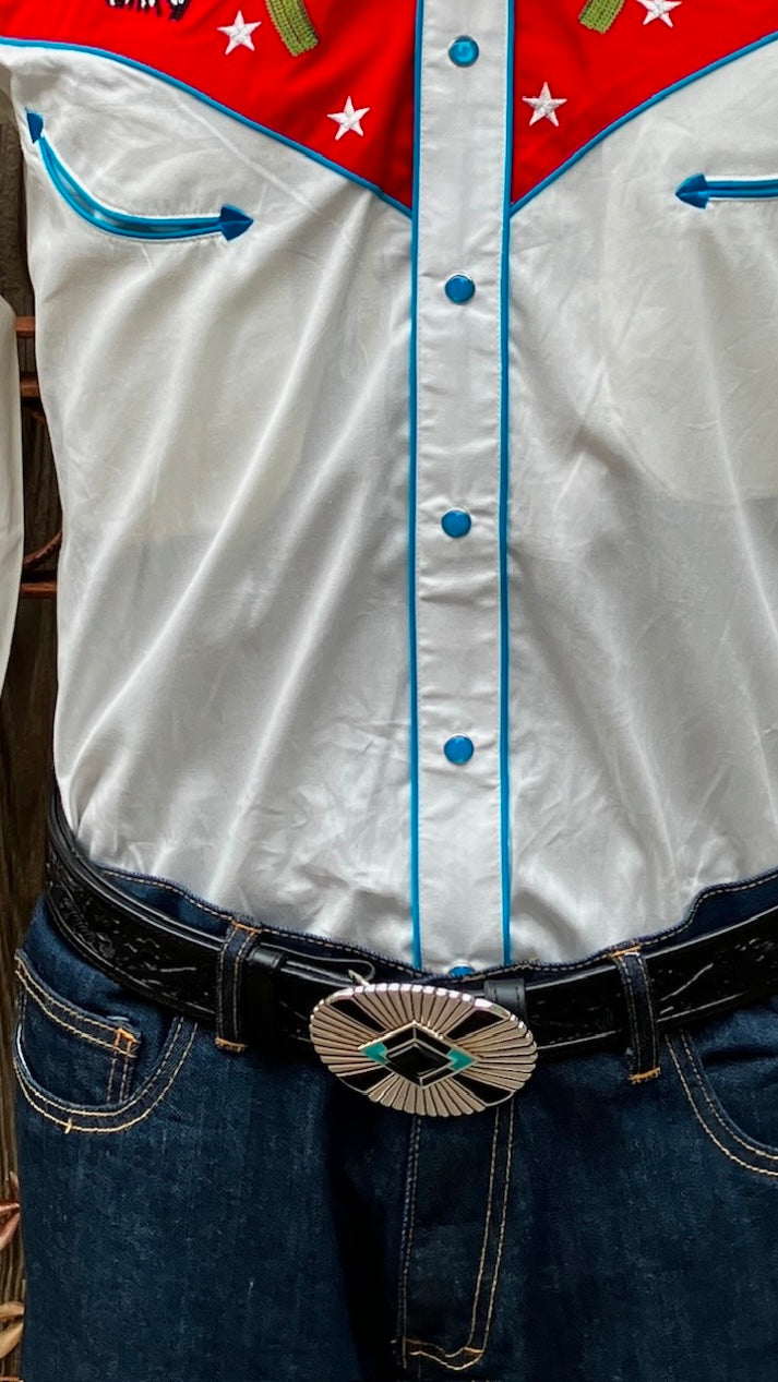 Black & Turquoise Belt Buckle