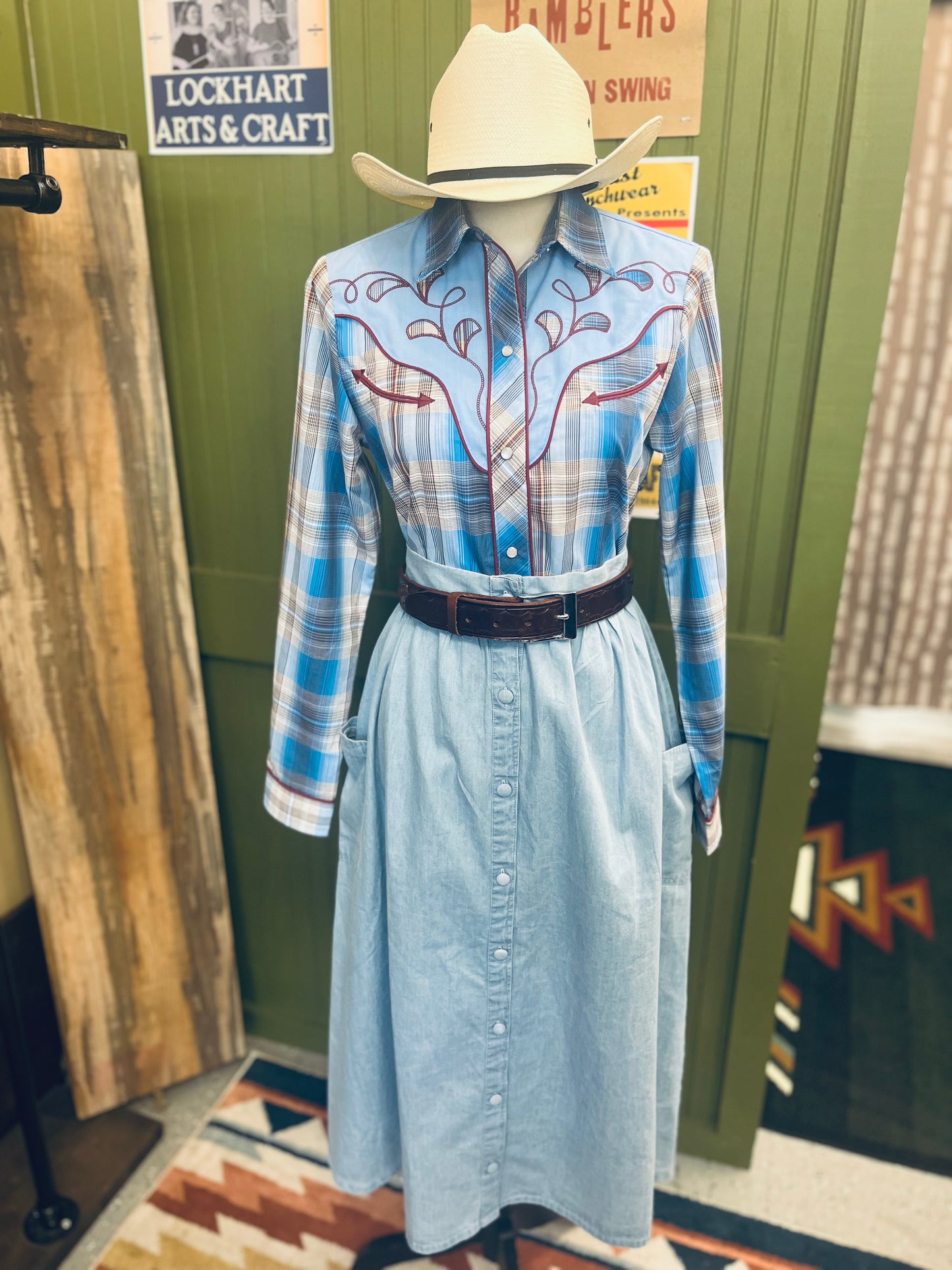 Women’s Blue Plaid Western Shirt