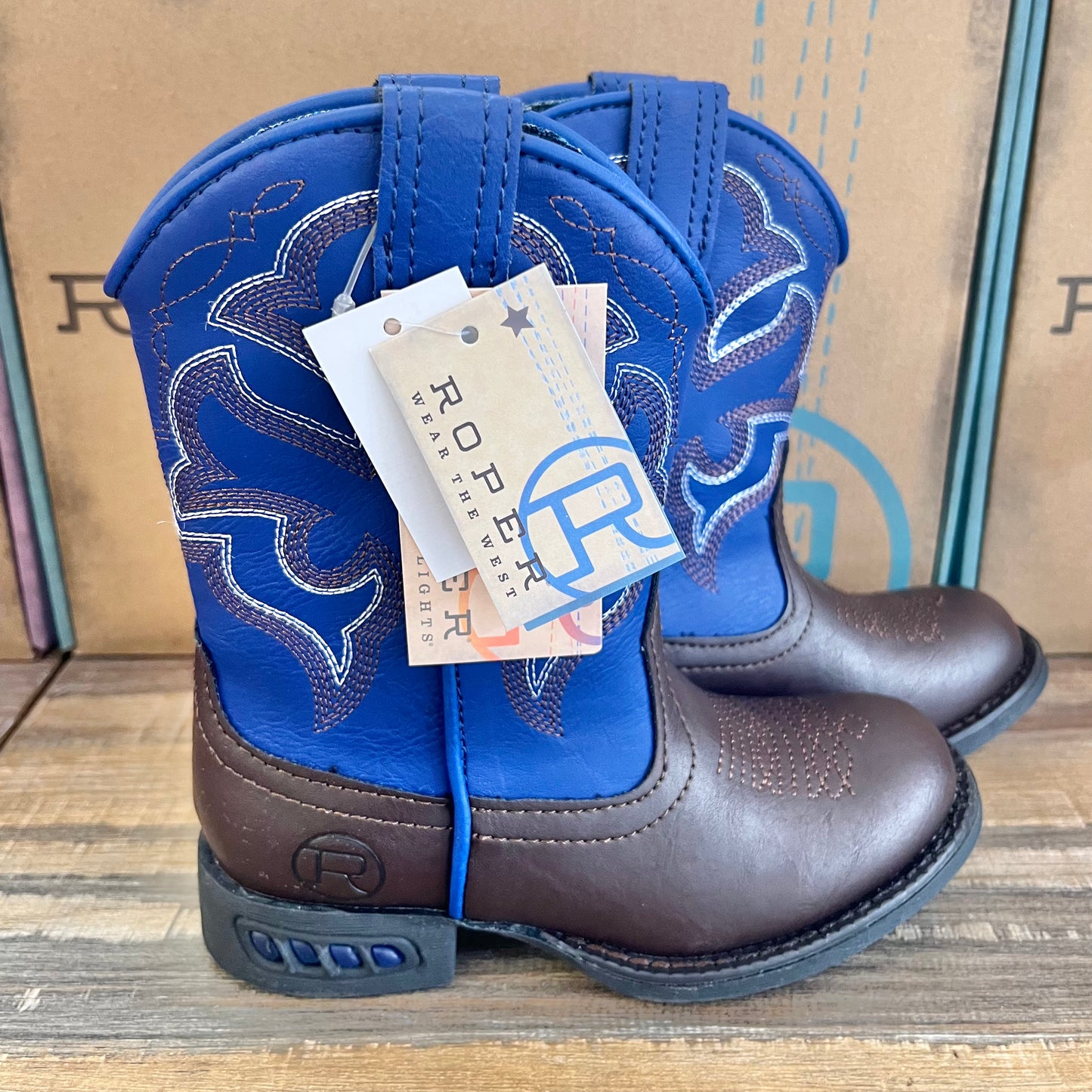 Roper Kid’s Blue Light-Up Boots