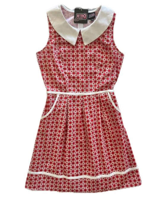 Strawberry Gingham Collared Dress
