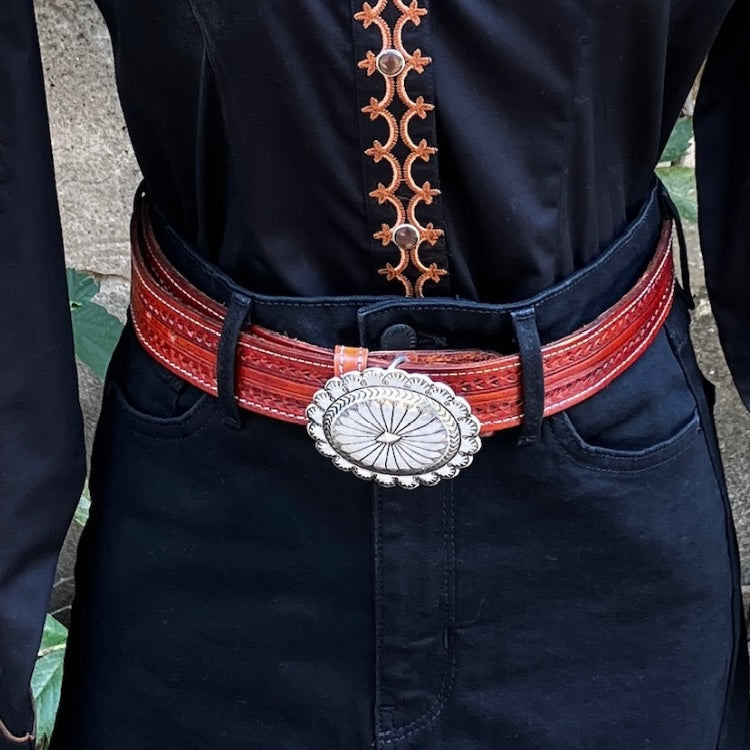 Silver Concho Belt Buckle