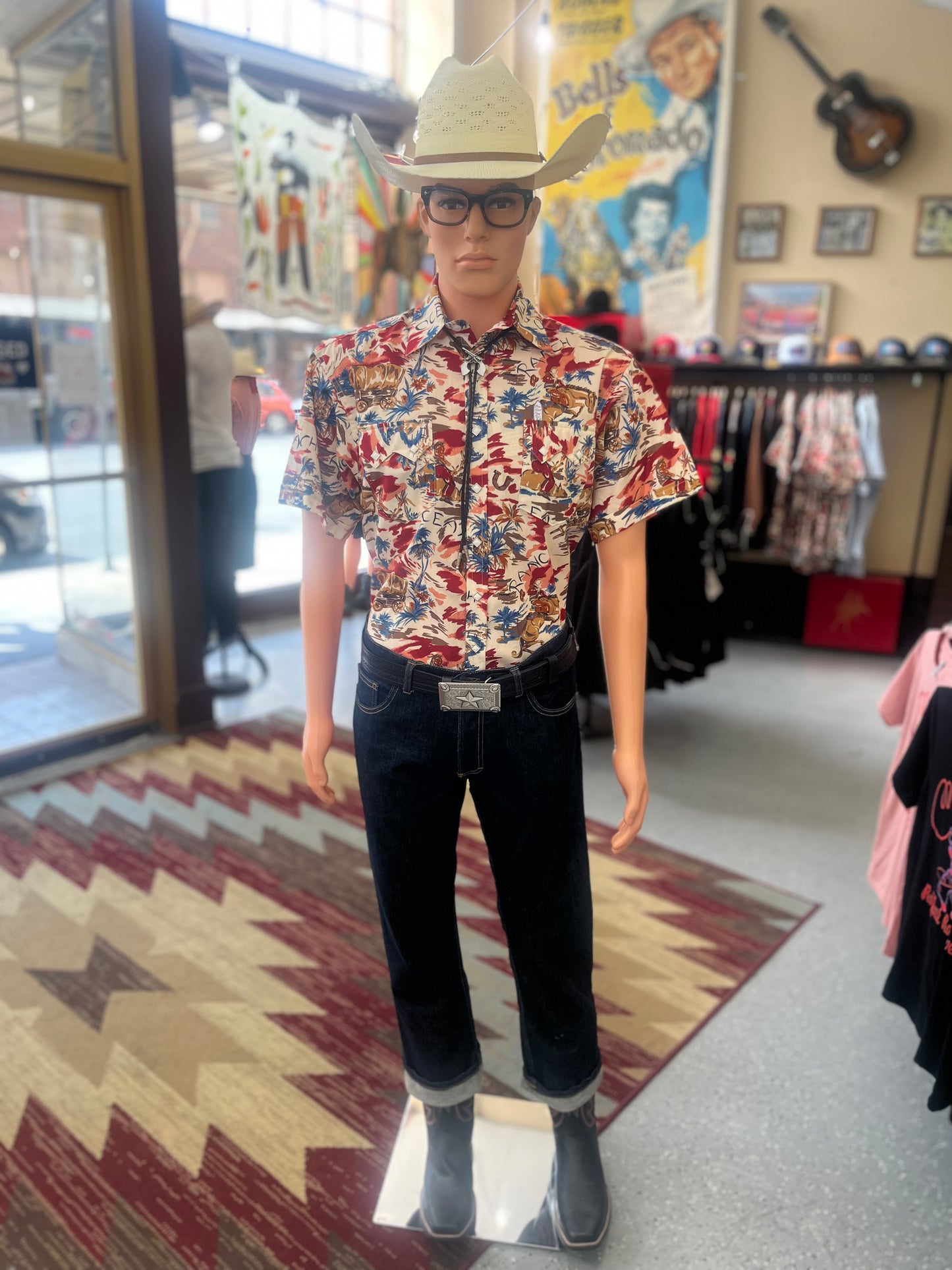 1658 Men’s Red Short Sleeve Western Hawaiian Shirt