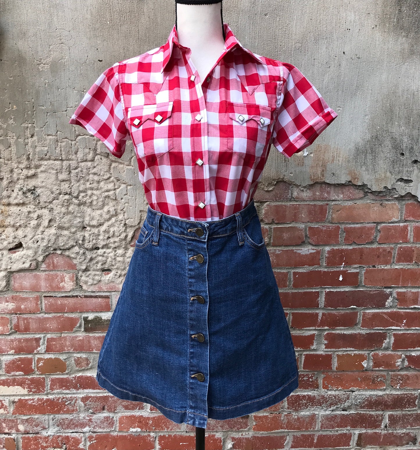 1719 Women's Gingham Short Sleeve Western Shirt