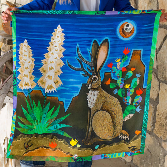 Elizabeth Dryden "Song of the Jackalope" Silk Scarf