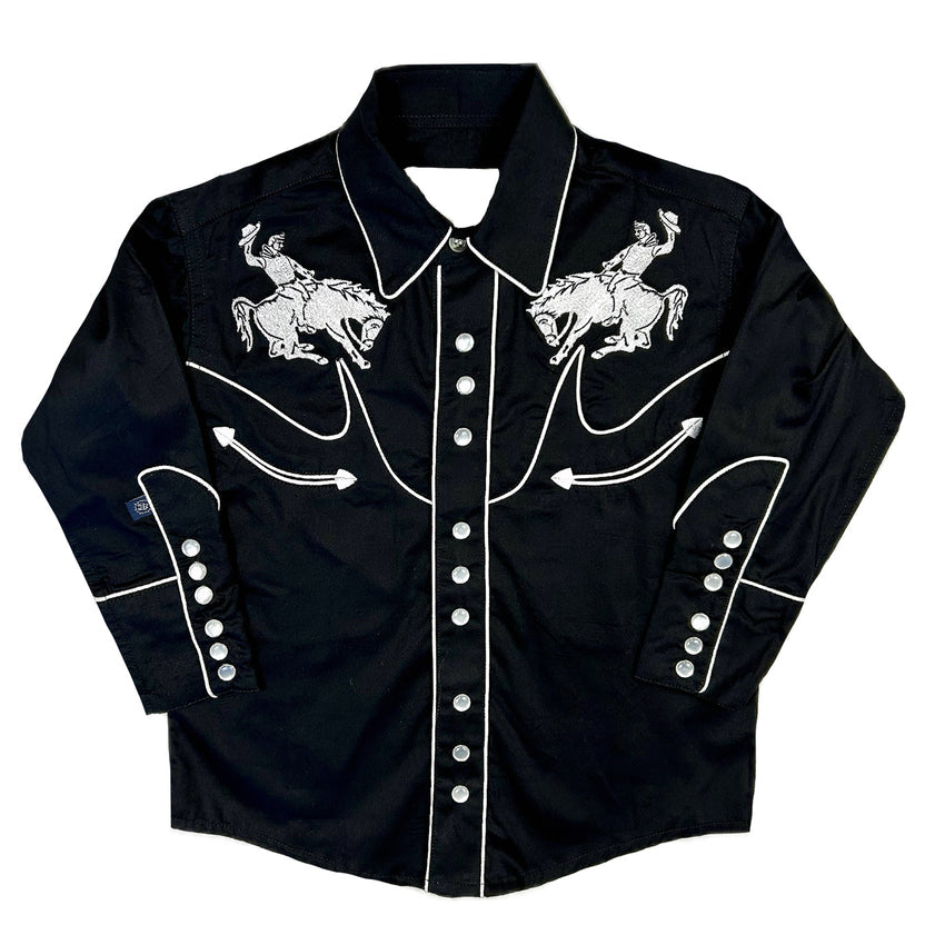 Kid's Black Bronco Western Shirt