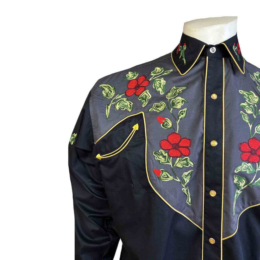 6846 Men's 2-Tone Floral Embroidered Western Shirt